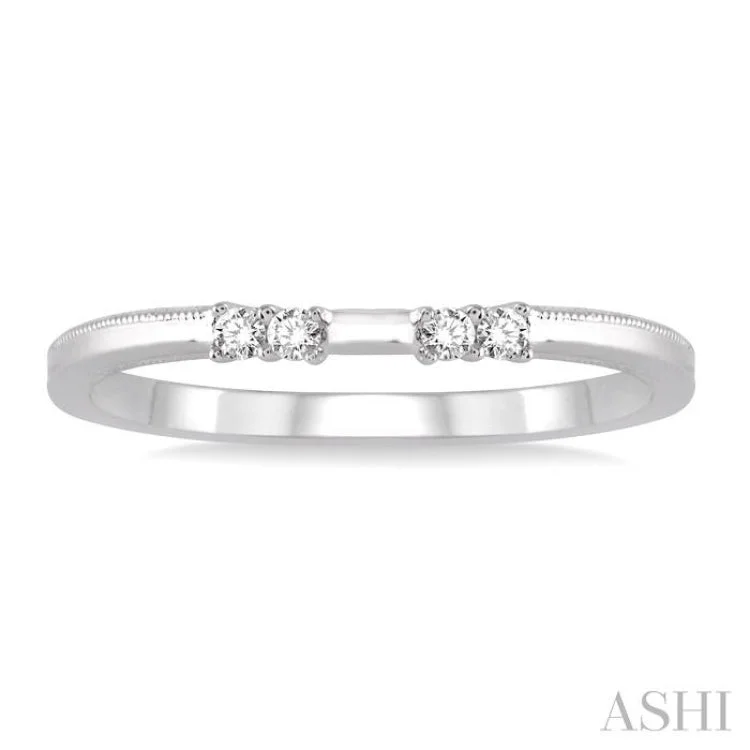 Personalized Gemstone Engagement Rings-1/10 Ctw Round Cut Diamond Wedding Band in 14K White Gold