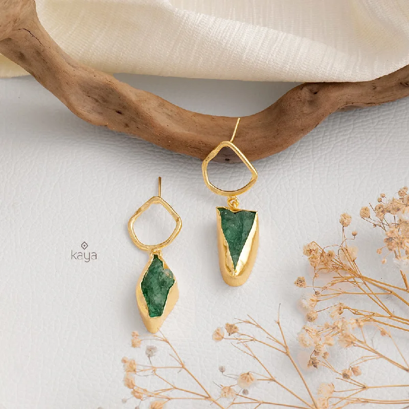 Unique Gold Earrings-Natural Raw Stone Earrings (color option) - KE100473