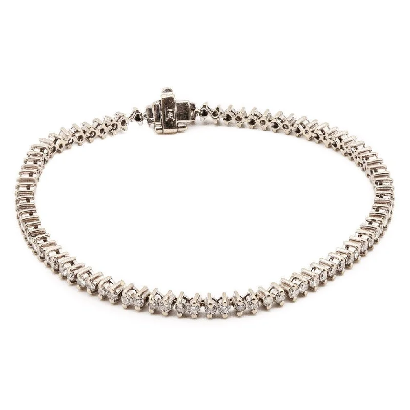 Custom Silver Bracelets for Special Gifts-2.5ct Round Brilliant Diamond Tennis Bracelet Set in 18K White Gold