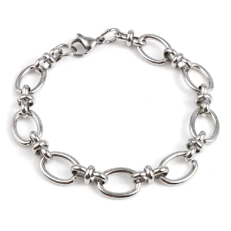 Adjustable Friendship Bracelets for Adults-Stainless Steel Oval Link Chain Bracelets, with Lobster Claw Clasps