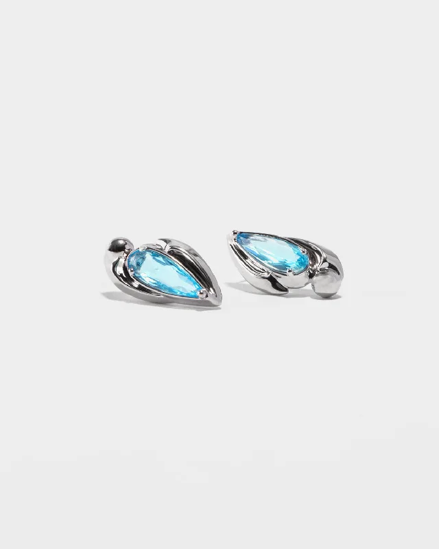 Trendy Drop Hoop Earrings-RADIANCE Blue Zircon Earrings