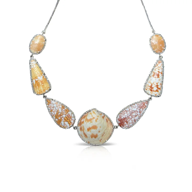 Women's Necklaces-Clam Multi Shell Choker