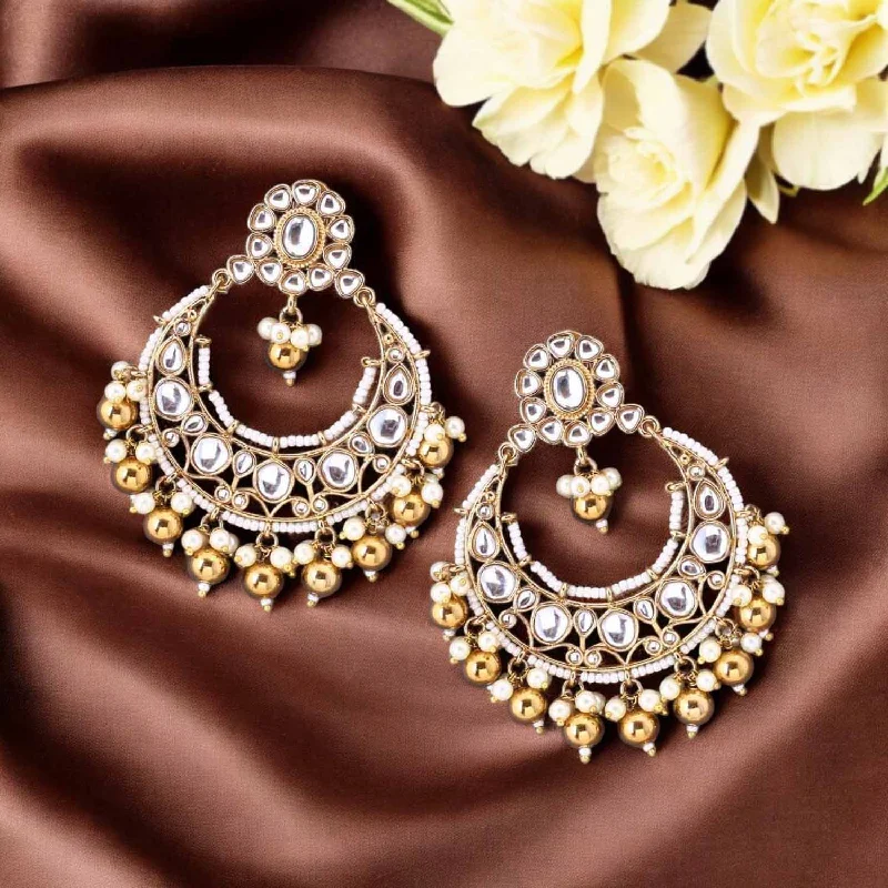 Sparkling Hoop Earrings-Ivory Purniya Chandbalis