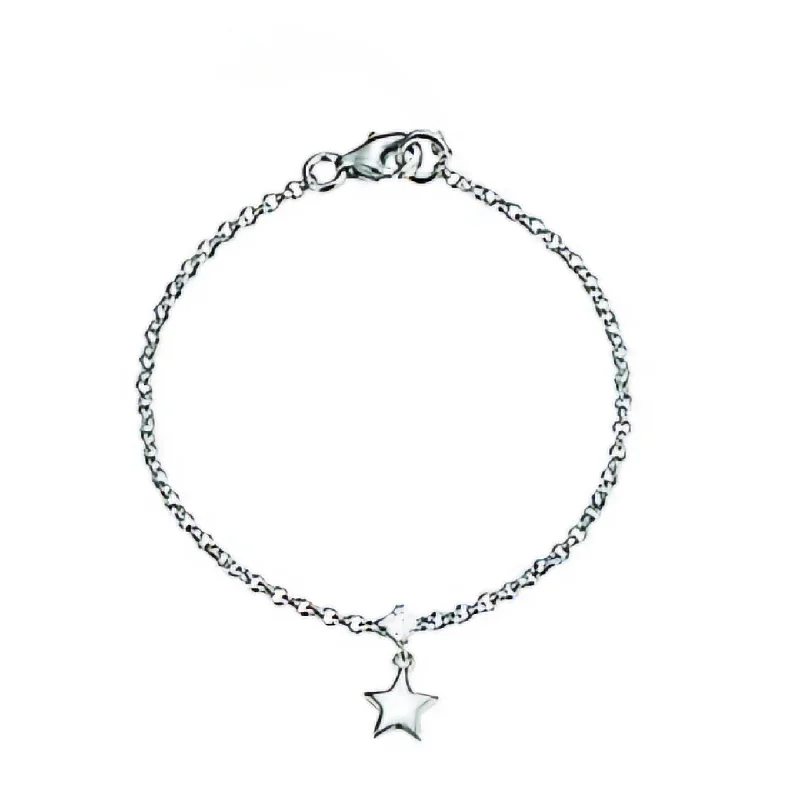 Simple Crystal Bracelets for Women-Sterling Silver Star Petite Fine Bracelet