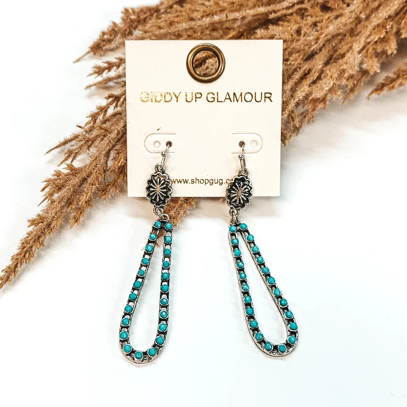 Modern Gold Drop Earrings-Western Long Dangle Earrings in Turquoise