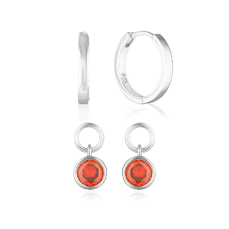 Colorful Hoop Drop Earrings-Design Your Birthstone Set Reese Silver