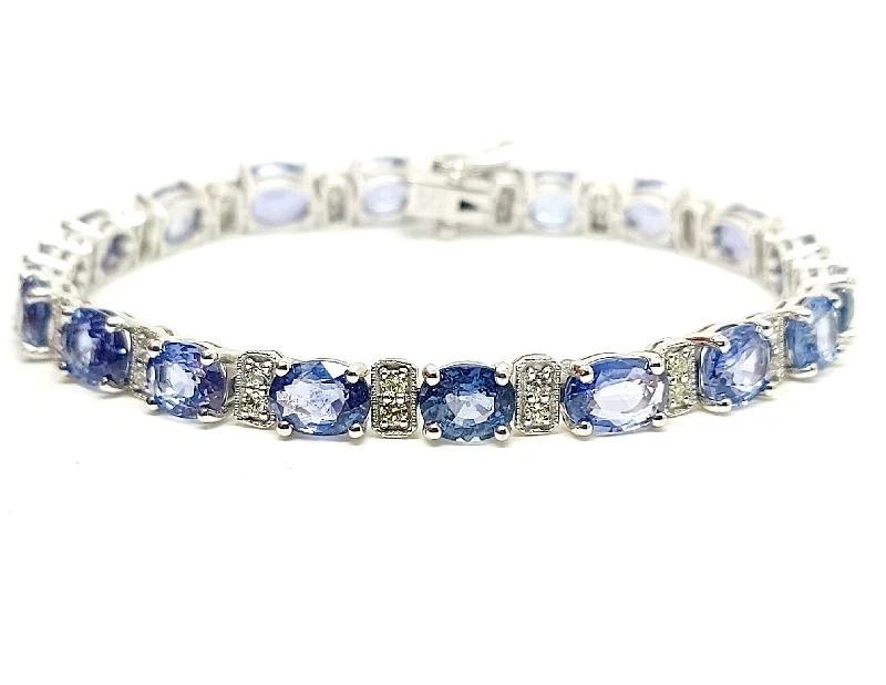 Chunky Bracelets for Bold Style-Art Deco Blue Sapphire & Diamond Bracelet AD NO. 2879