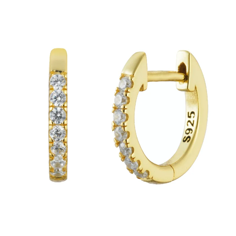 Geometric Gemstone Earrings-Dainty Classic Dazzling Pave Hoop Earrings