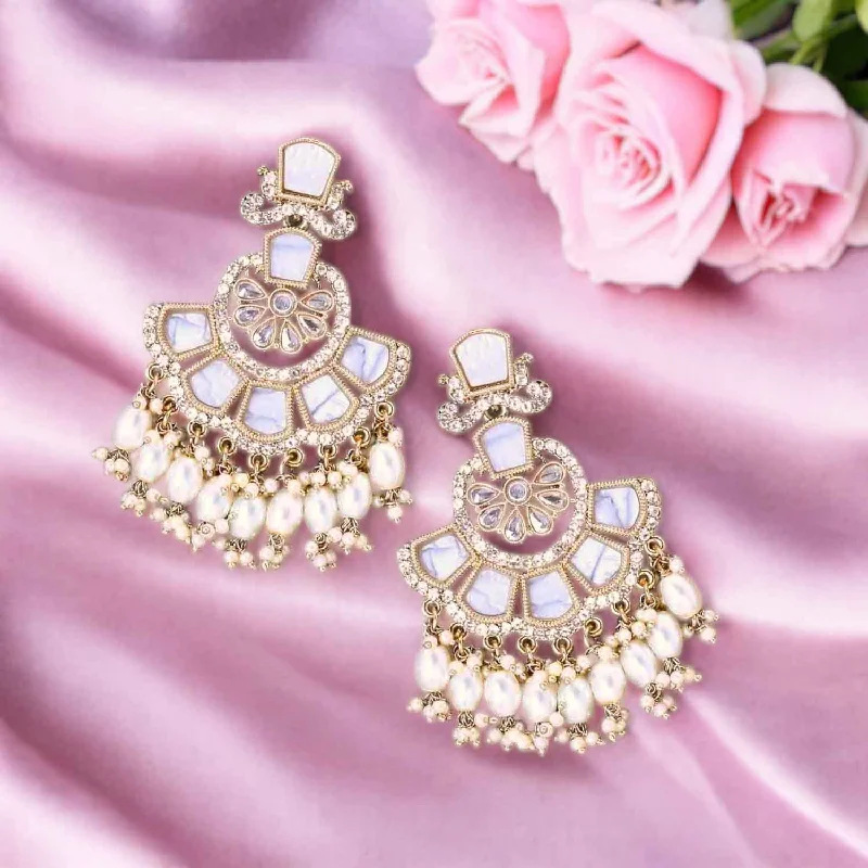 Personalized Drop Earrings-Ivory Adhikansh Chandbalis