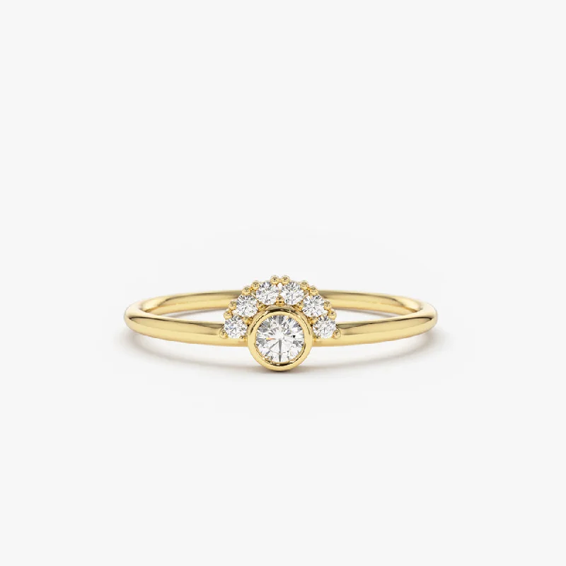 Custom Diamond Promise Rings-14K Gold Half Halo Diamond Ring