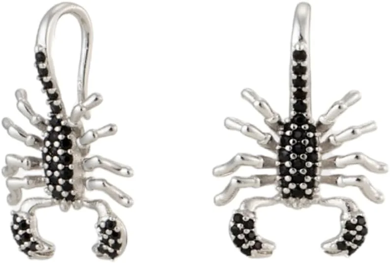 Classic Designer Earrings-Black Crystal Scorpion Dangling Earrings Scorpio Zodiac Jewelry