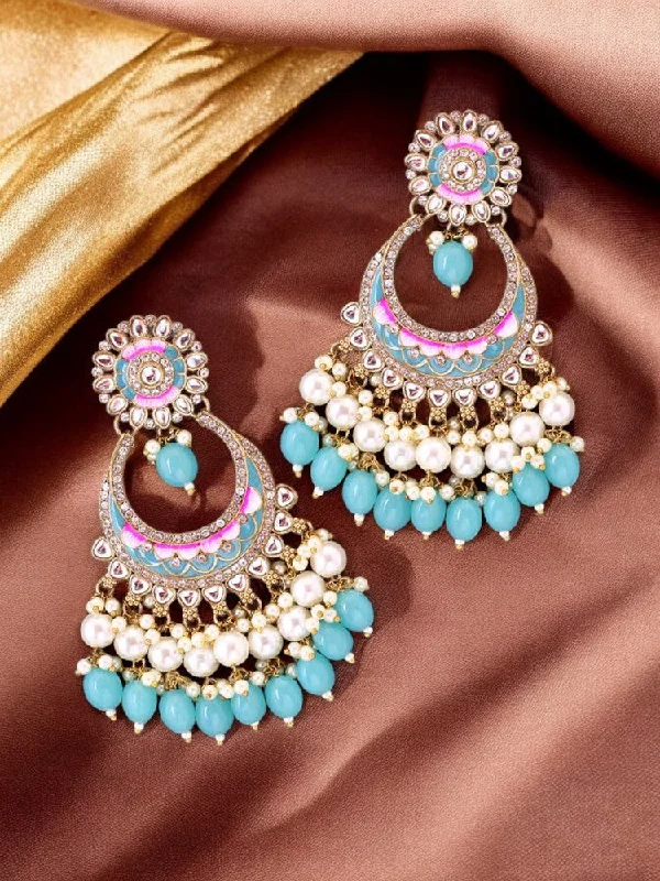 Trendy Hoop Earrings for Women-Turquoise Aanshi Chandbalis