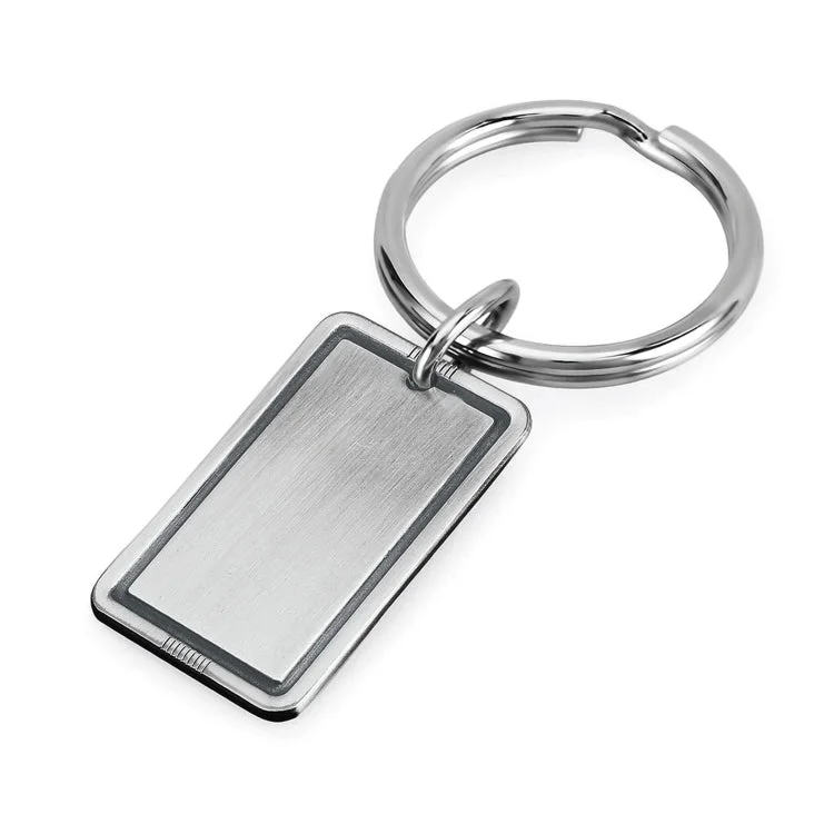 Fashion Diamond Engagement Rings-Silver Ox Rectangle Key Ring