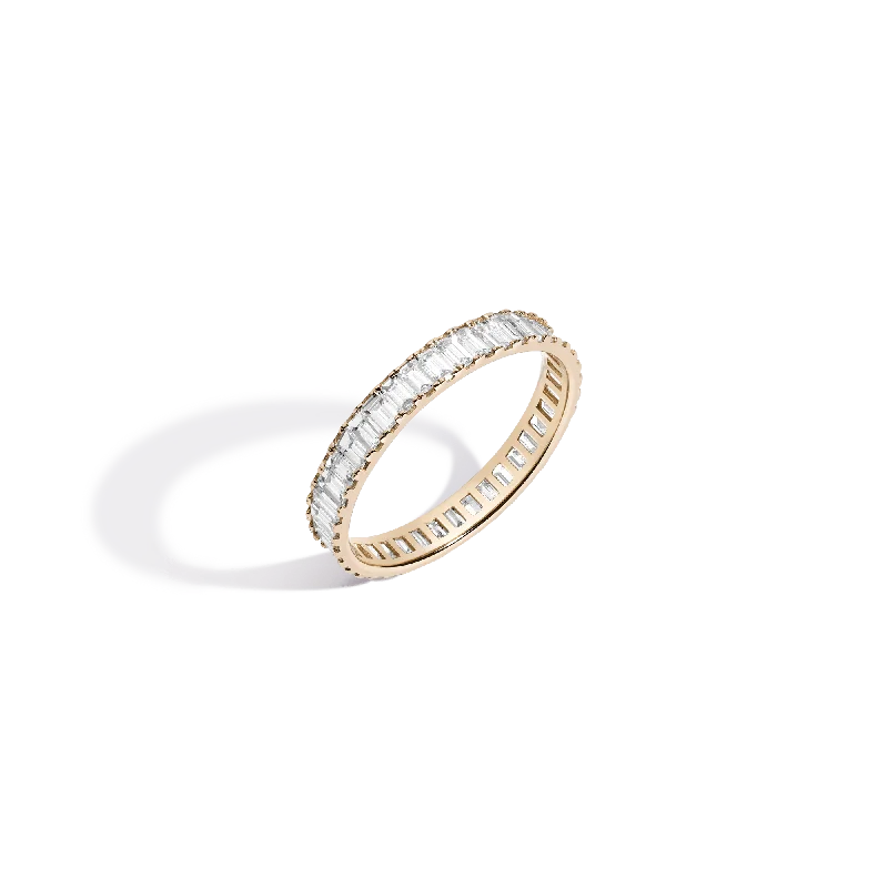 Classic Wedding Bands with Personalization-Bold Diamond Baguette Ring