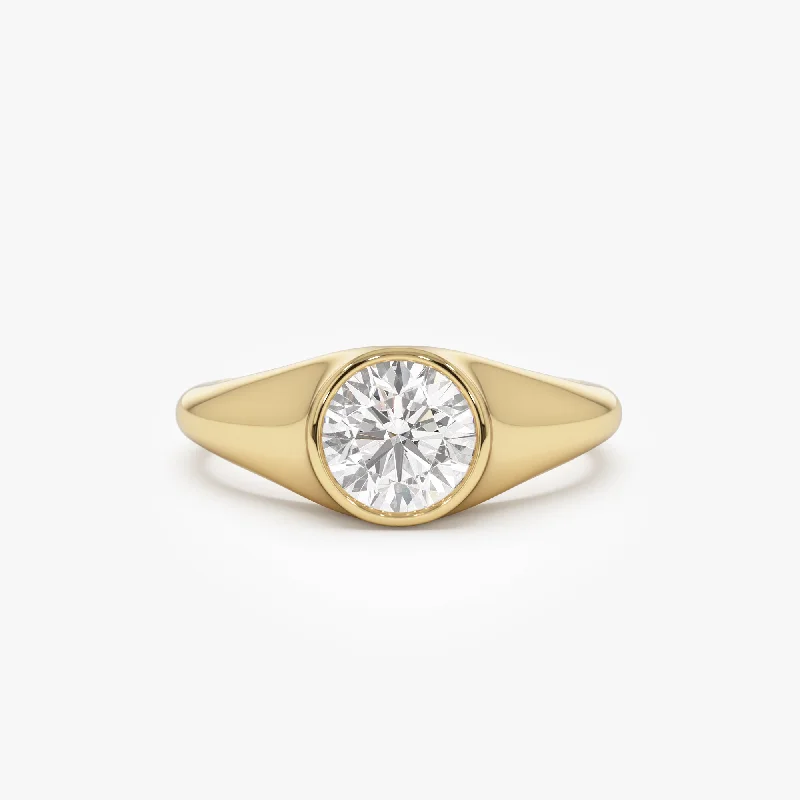 Affordable Gold Rings-1.00 ctw 14k Round Shaped Lab Grown Diamond Ring - Alina