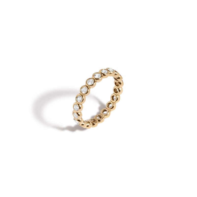 Custom Heart-Shaped Wedding Rings-Diamond Bezel Eternity Ring