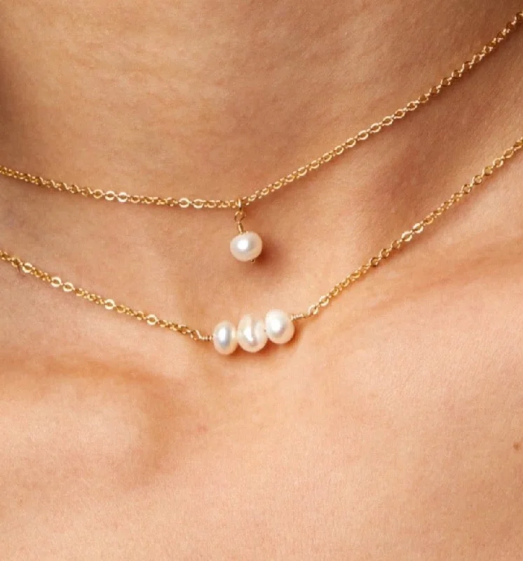 Unique Necklaces-Dainty Pearl Choker Necklace