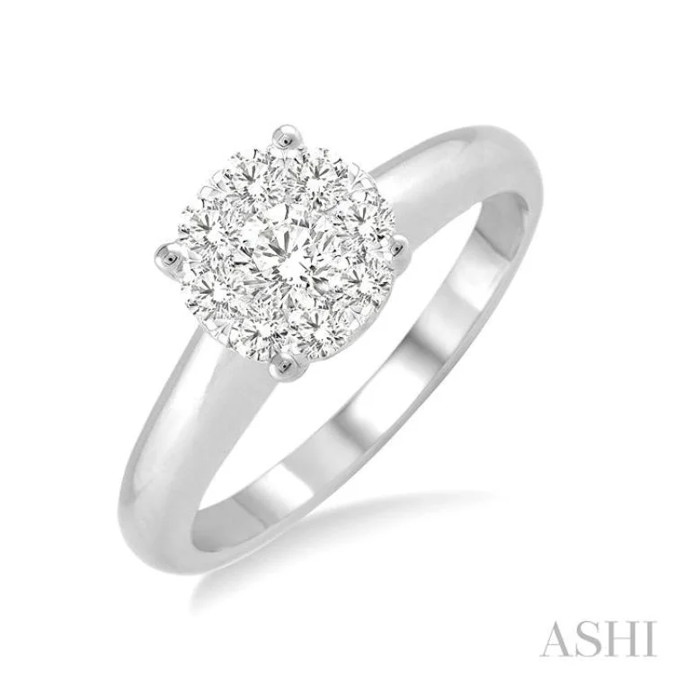 Stackable Diamond Rings-1/8 Ctw Lovebright Round Cut Diamond Ring in 14K White Gold