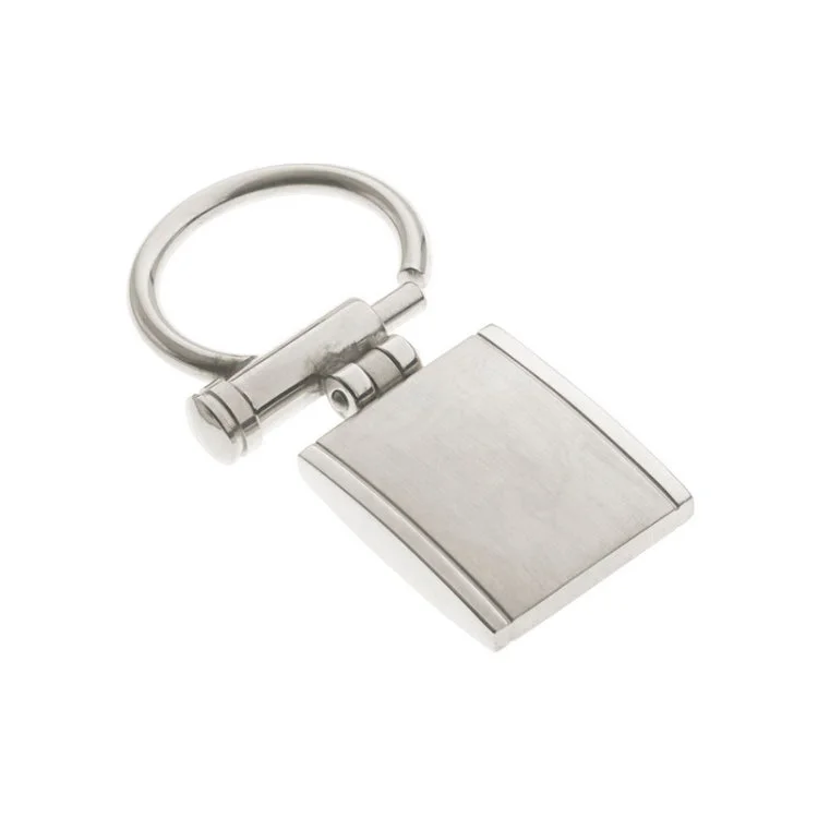 Designer Vintage Wedding Bands-Stainless Steel Key Ring with Lined Edge