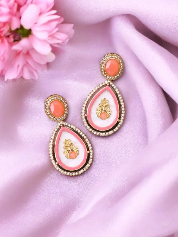 Silver and Gold Earrings-Coral Pritika Danglers