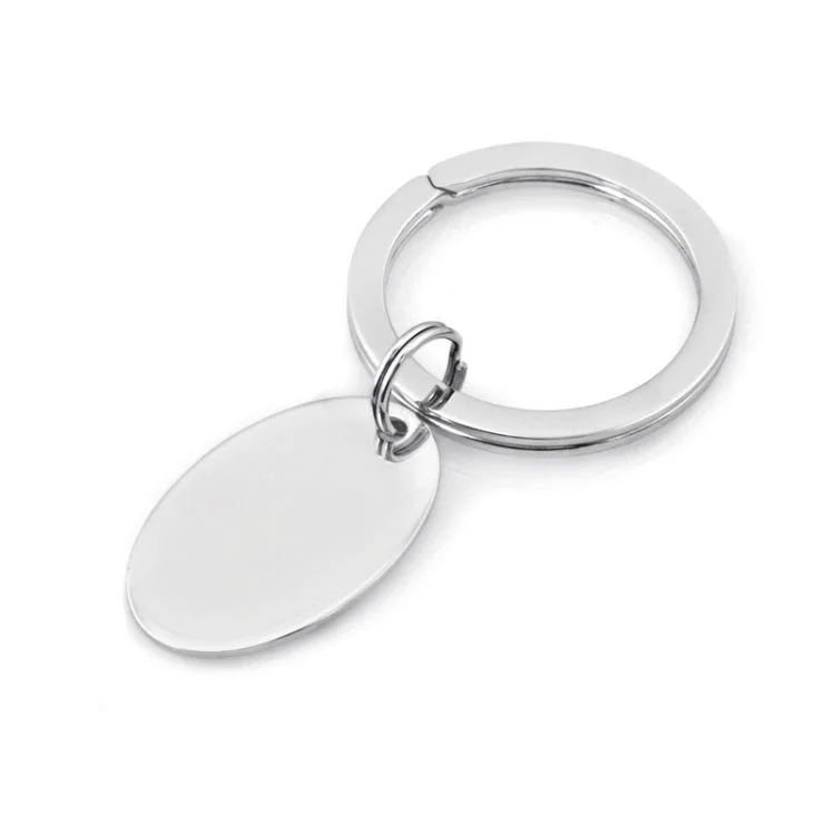 Personalized Promise Wedding Bands-Sterling Silver Plain Polished Oval Key Ring