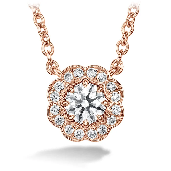 Engraved Necklaces-Hearts On Fire Lorelei Halo Diamond Pendant Necklace