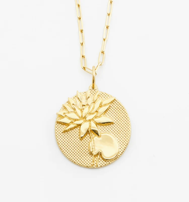 Simple Gold Necklaces-Bold Lotus Necklace - July Flower