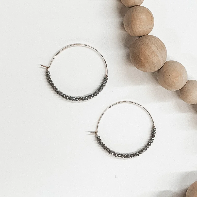 Classic Drop Earrings-Bubbly Bliss Gold Hoops in Grey