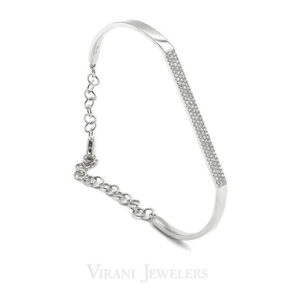 Adjustable Bracelets for Women-Minimalist 0.3CT Round Brilliant Diamond Bangle Set in 14K White Gold W/ Lobster Clasp