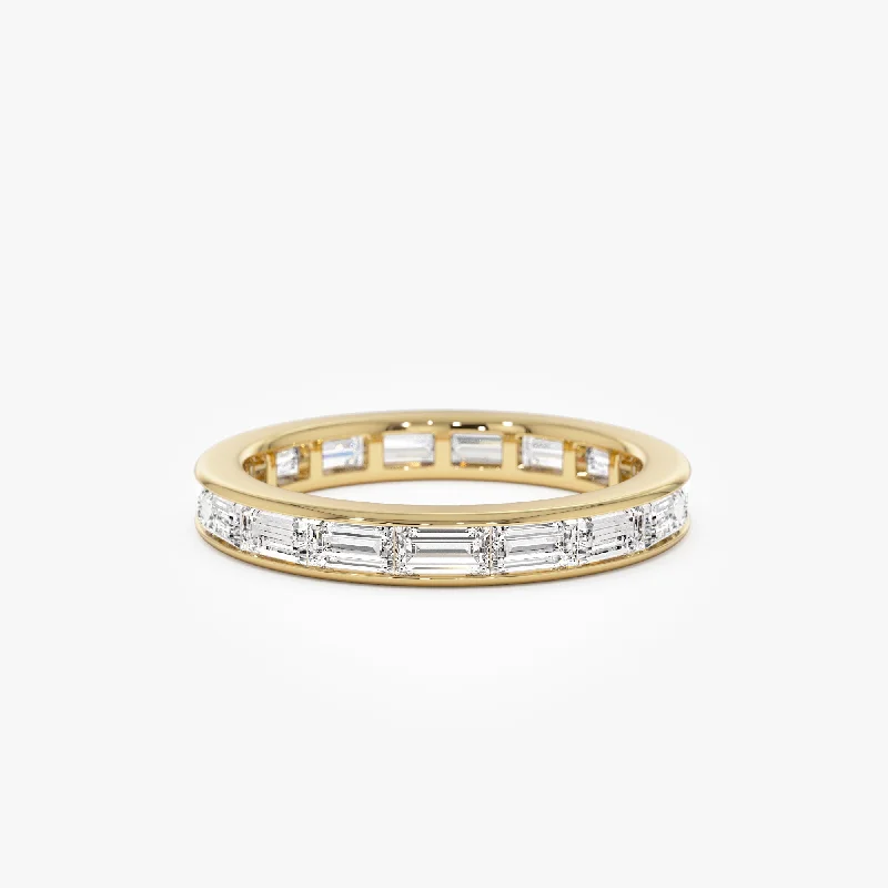 Unique Engagement Bands for Men-1.6 ctw 14k East to West Setting Full Eternity Baguette Lab Grown Diamond Ring - Layla