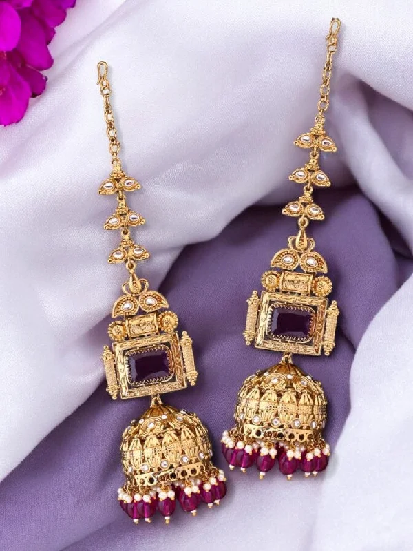 Sparkling Silver Earrings-Purple Prithvika Sahara Jhumkis