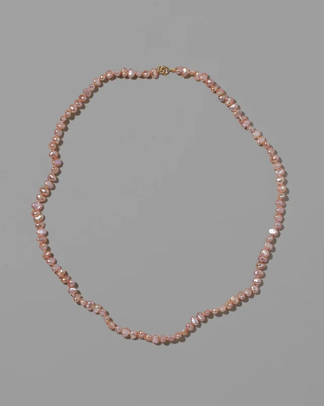 Silver Chain Necklaces-Baroque Pearl Necklace - Pink Peony