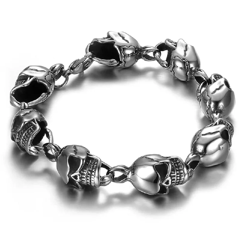 Crystal Charm Bracelets for Women-Stainless Steel Elegant Skull  Bracelet