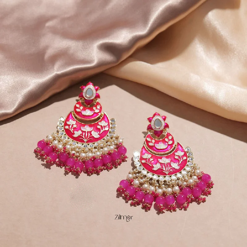 Sparkling Gemstone Earrings for Women-Ahana - Polki Designer Earring