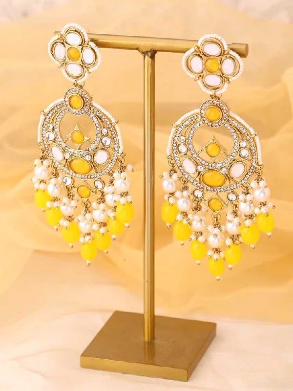 Unique Drop Earrings-Lemon Ishika Chandbalis