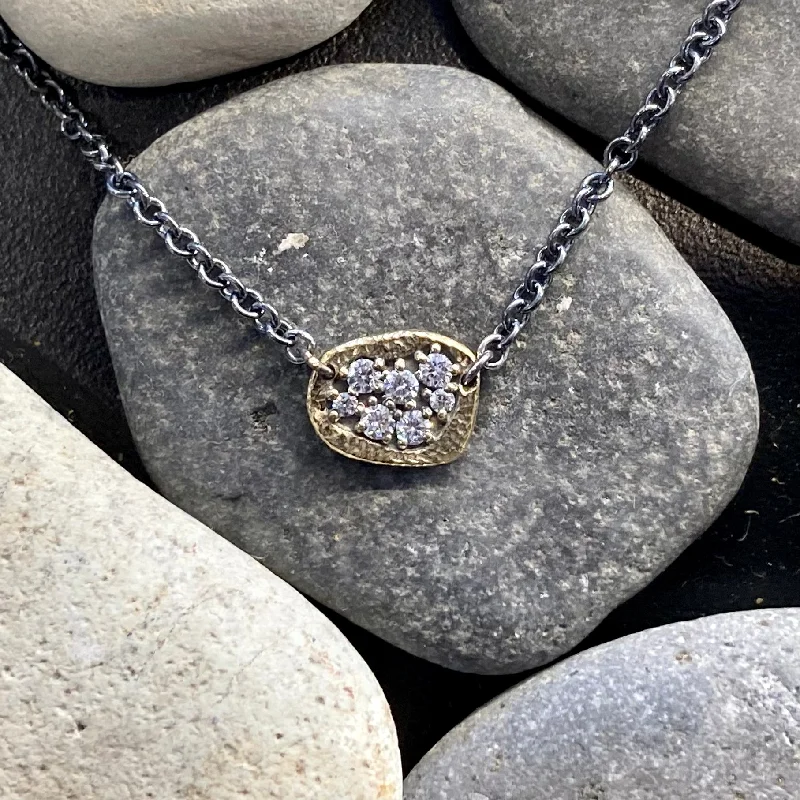 Silk Necklaces-Winter Pond 18K Gold and Diamonds Necklace