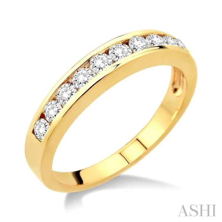 Custom Stackable Wedding Rings-1/2 Ctw Channel Set Round Cut Diamond Band in 14K Yellow Gold