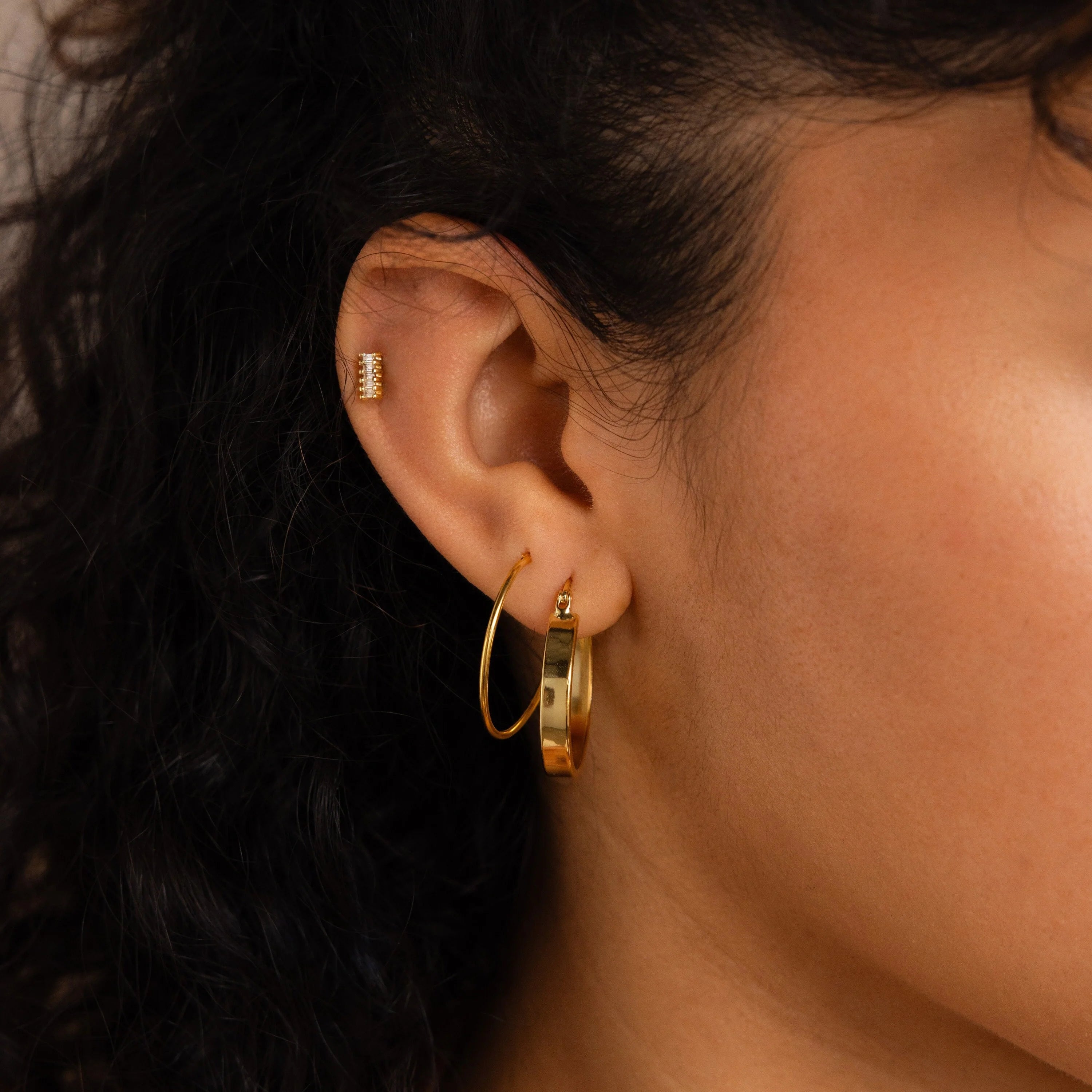 Trendy Hoop Drop Earrings-Bold Earrings Stack Set