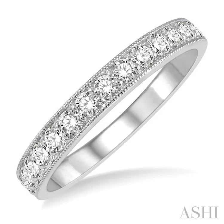 Custom Birthstone Engagement Rings for Men-1/2 ctw Round Cut Diamond Wedding Band in 14K White Gold