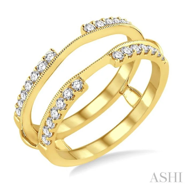 Designer Silver Promise Rings-1/2 Ctw Round Cut Diamond Insert Ring in 14K Yellow Gold