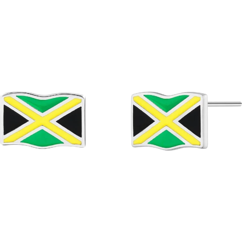 Geometric Pearl Earrings-Jamaica Flag Stud Earrings