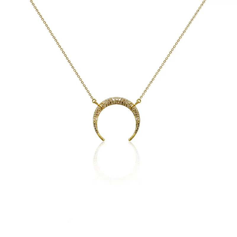 Bridesmaid Necklaces-14k Pave Diamond Double Tusk Necklace