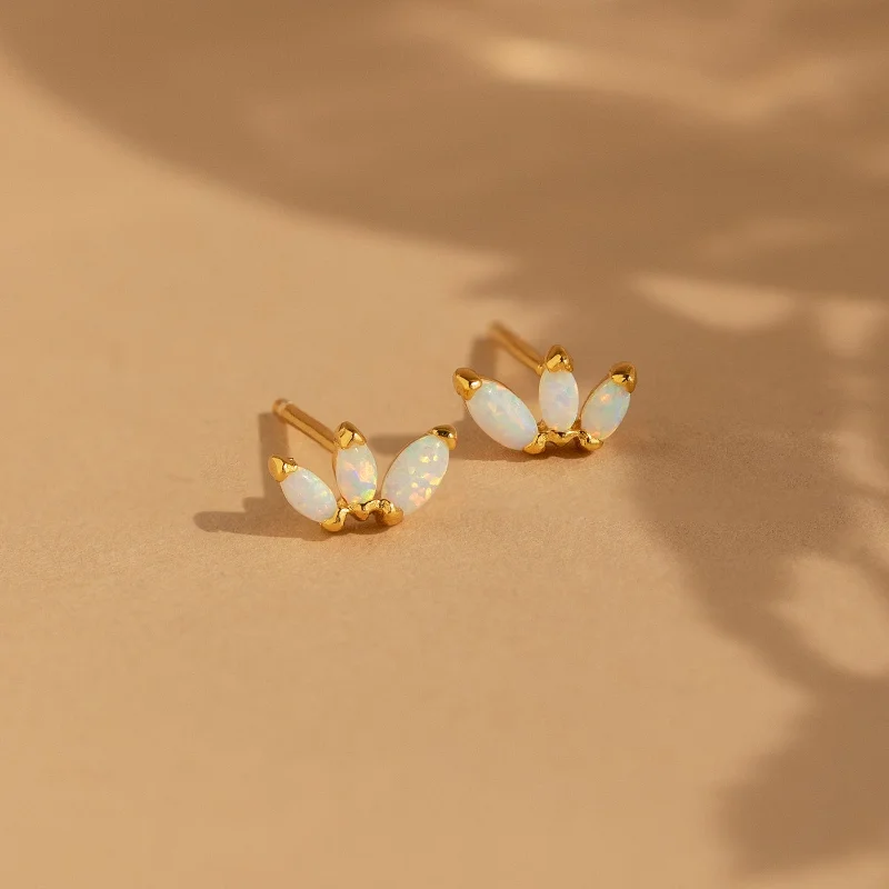 Elegant Drop Earrings-Opal Marquise Studs