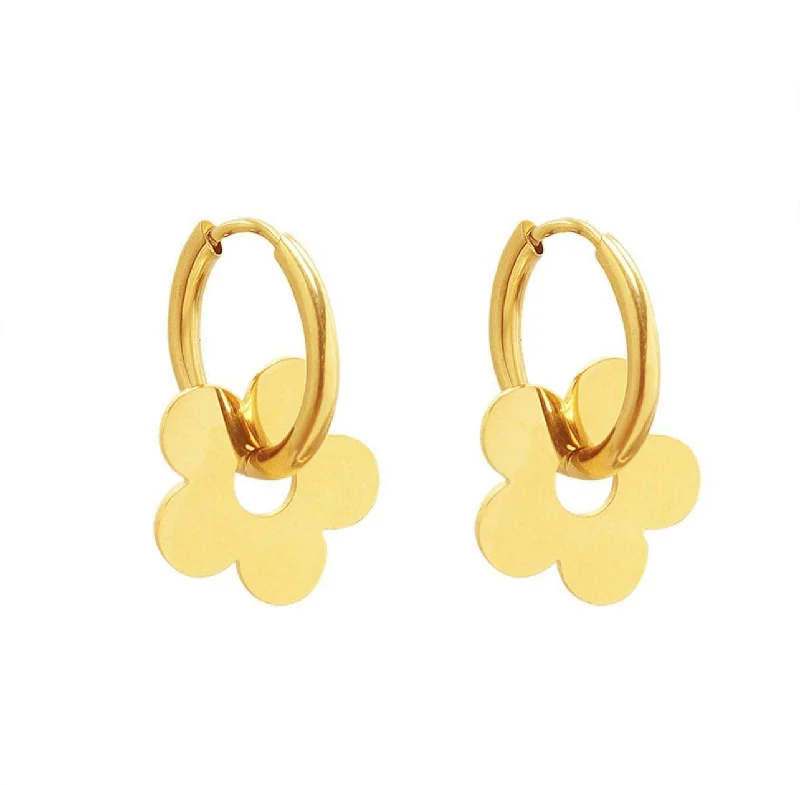 Large Drop Stud Earrings for Women-Ring Around the Daisy Hoop Earrings