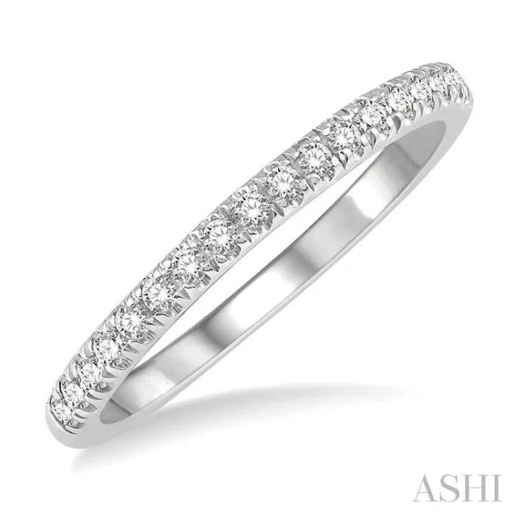 Custom Diamond Wedding Rings for Women-1/4 Ctw Round Cut Diamond Wedding Band in 14K White Gold