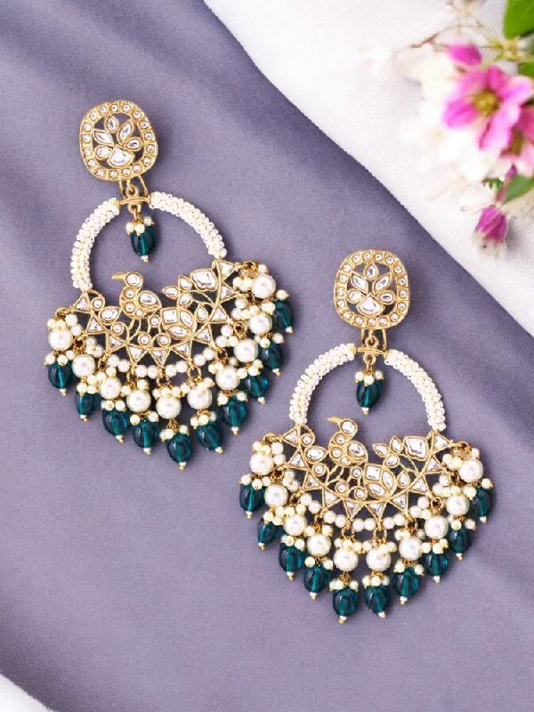 Crystal Gemstone Earrings-Emerald Nishi chandbalis