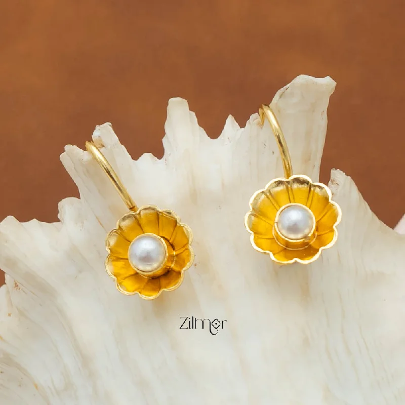 Elegant Silver Hoop Earrings-AS101681 - Gold Flower Earring