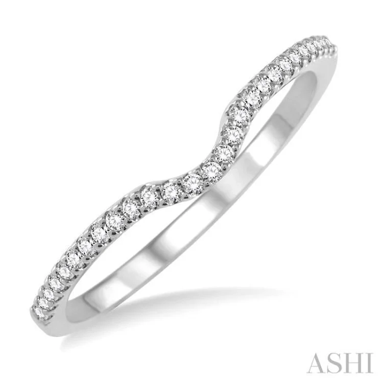 Simple Diamond Promise Rings-1/6 Ctw Round Cut Diamond Wedding Band in 14K White Gold