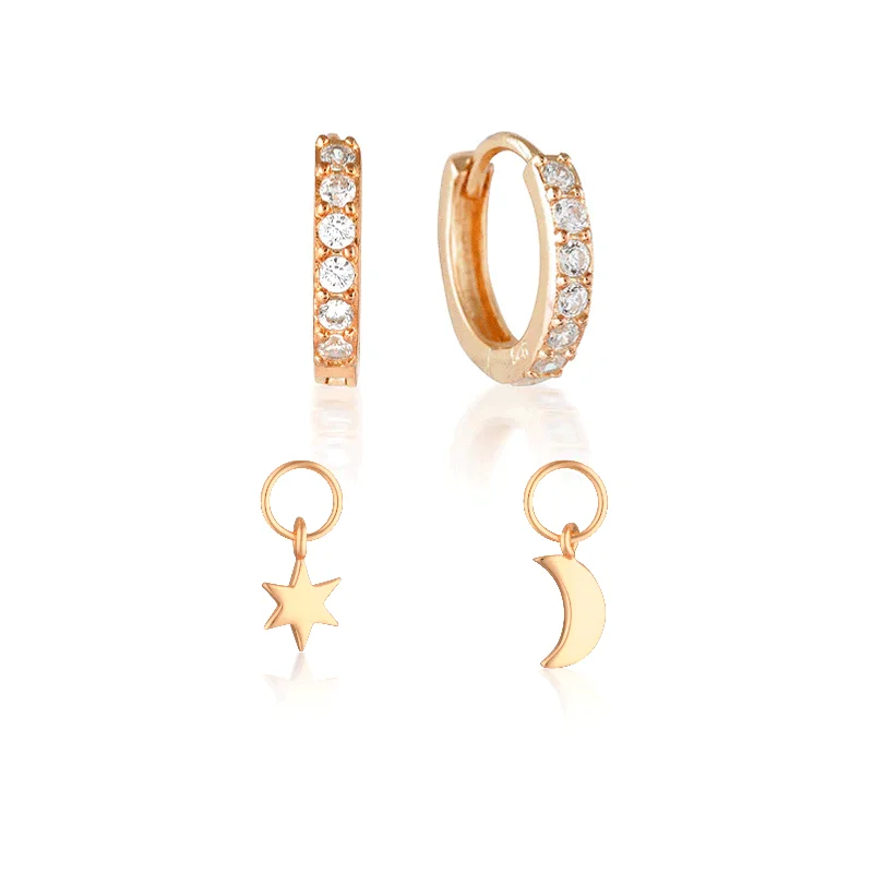 Custom Gold Drop Earrings-Build Your Earring Set Jet Rose Gold