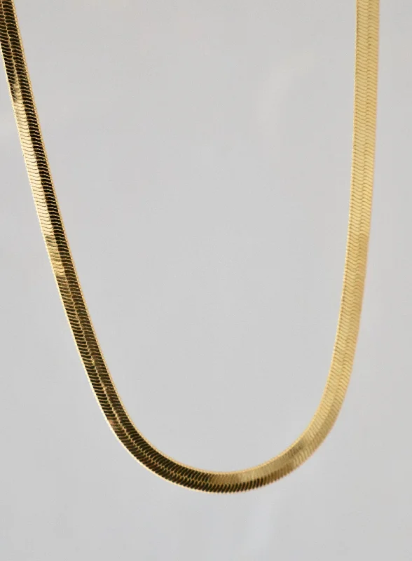 Fine Gold Necklaces-HERRINGBONE CHAIN NECKLACE